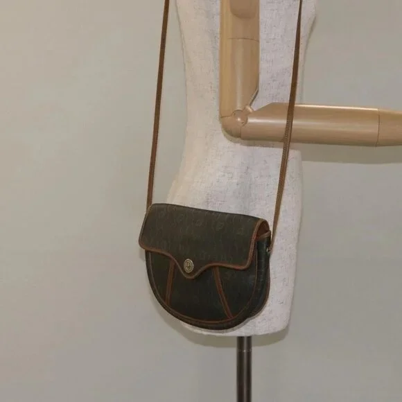 Christian Dior Honeycomb Canvas Shoulder Bag PVC Green Gold Auth 125741 - Picture 1 of 15